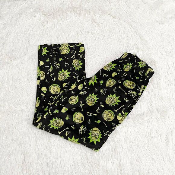 Men Rick and Morty All Over Print Pajama Pants Green Large - Picture 1 of 9